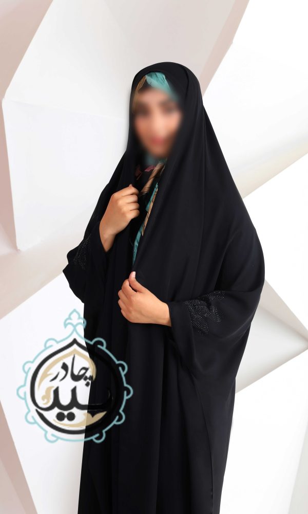 چادر مشکی خبرنگاری چادر خبرنگاری نگین دار در فروشگاه آنلاین حجاب و چادر سید